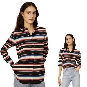 Lauren Ralph Lauren Black Label Blanket Stripe Shirt Hidden Buttons